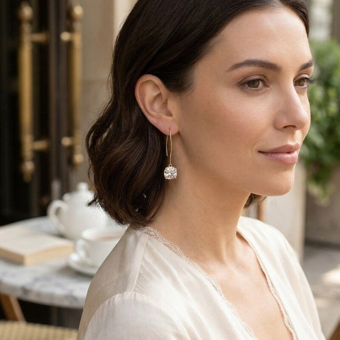 Inc Gold-Tone Cubic Zirconia Square Linear Drop Earrings by Vanessa Jane
