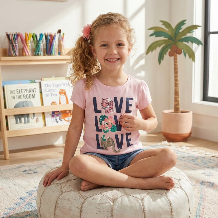 Epic Threads Little Girls Short Sleeve Text T-shirt - Crystal Rose, Size 6X by Vanessa Jane