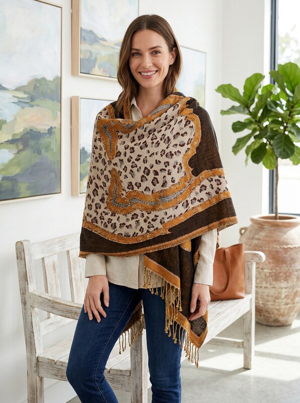 Echo Womens Wool Blend Fringe Scarf by Vanessa Jane