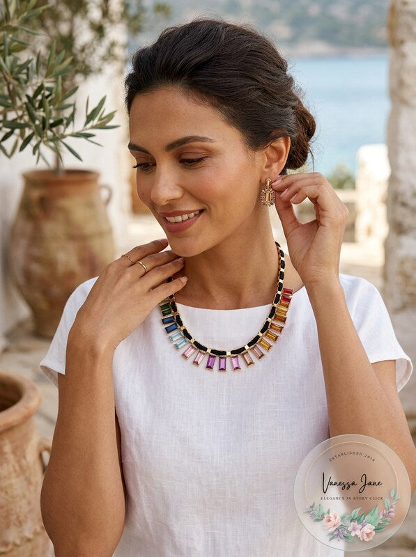 I.n.c. Gold-Tone Multicolor Crystal Velvet-Woven Statement Necklace, 18 + 3 by Vanessa Jane