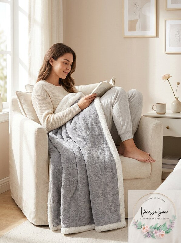 Madison Park Elma Oversized Textured Plush Throw by Vanessa Jane