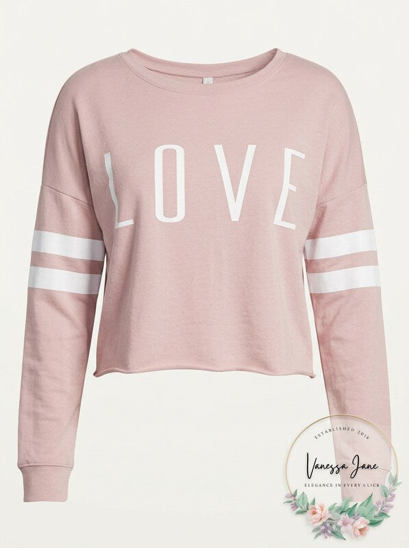 Material Girl Active Juniors Love Graphic Sweatshirt,Size Small/Pink by Vanessa Jane