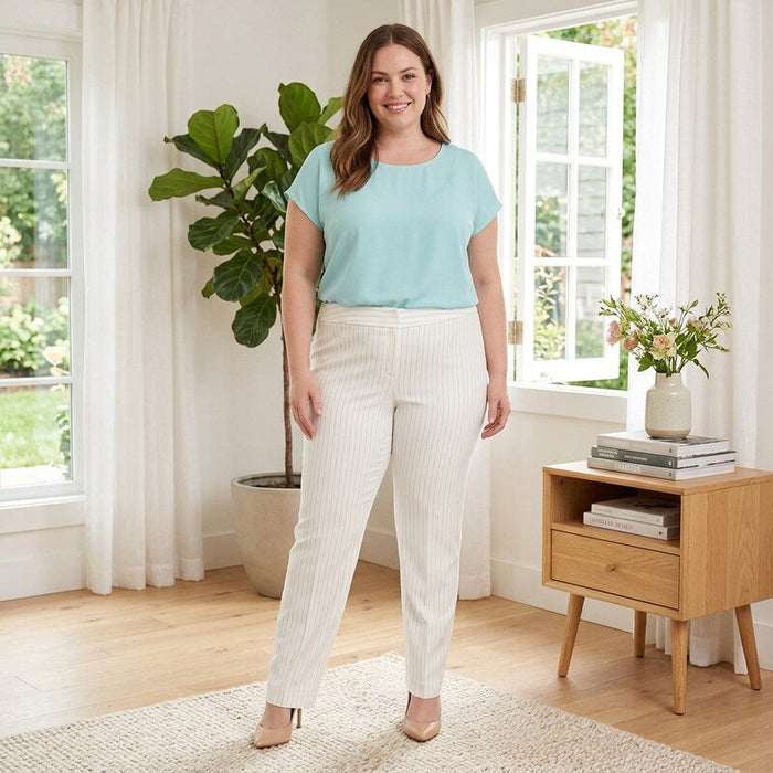 Nine West Lily Multi Stripe Plus Size Pinstripe Skinny Pants, 18W by Vanessa Jane