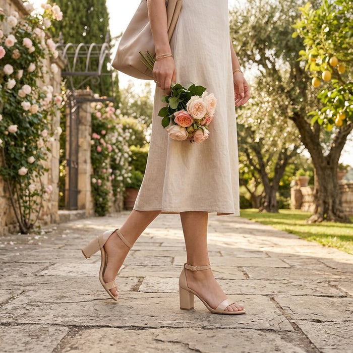 Bandolino Armory Ankle Strap Sandal, Size 7.5/Oat by Vanessa Jane