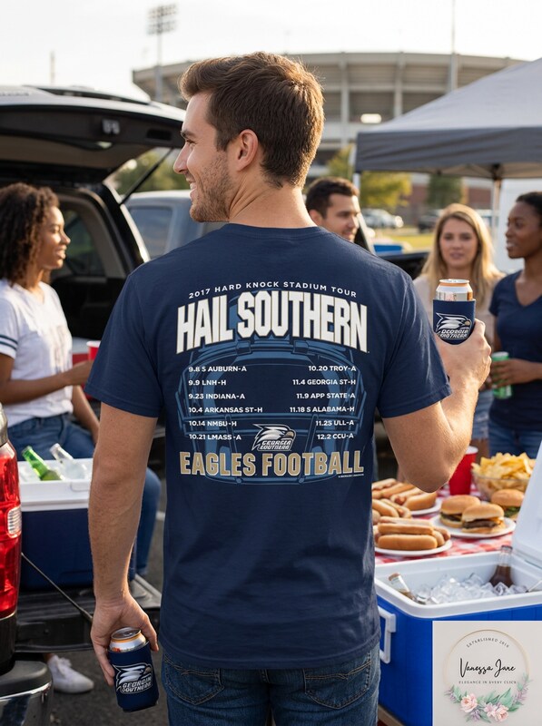 NCAA Football Schedule 2017 Short Sleeve Shirt Georgia Southern Eagles, Small by Vanessa Jane