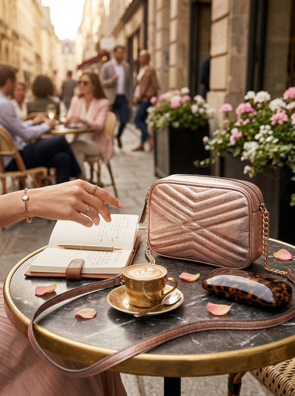INC International Concepts I.N.C. Glam Metallic Quilted Camera Crossbody Pink by Vanessa Jane