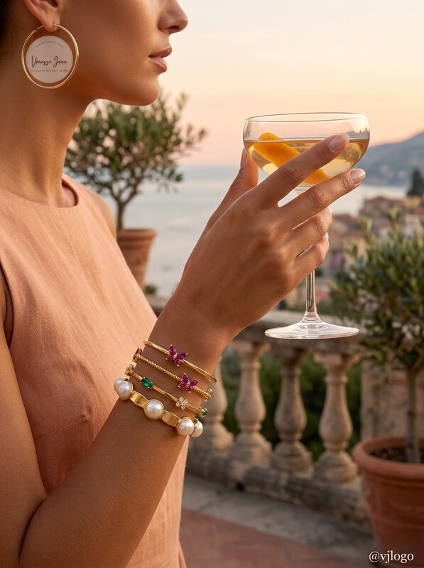 Thalia Sodi Gold-Tone 4-Pc. Set Imitation Pearl and Crystal Bangle Bracelets by Vanessa Jane