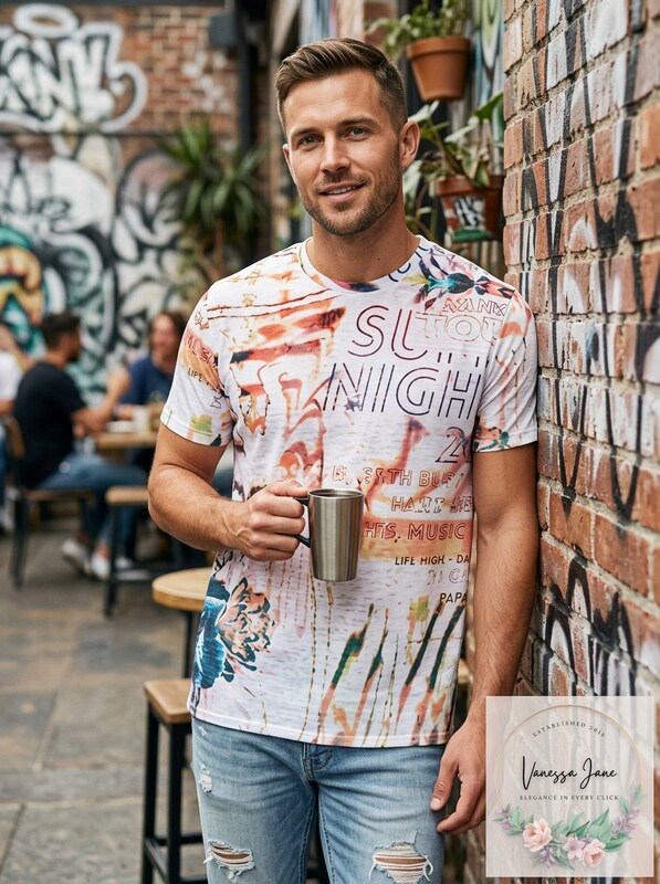 Guess Mens Summer Nights Graphic T-Shirt, Small by Vanessa Jane