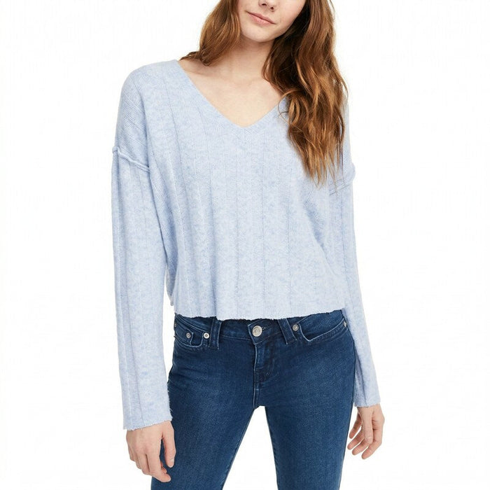 Pink Rose Juniors Ribbed Raw-Hem Sweater, Size Large by Vanessa Jane