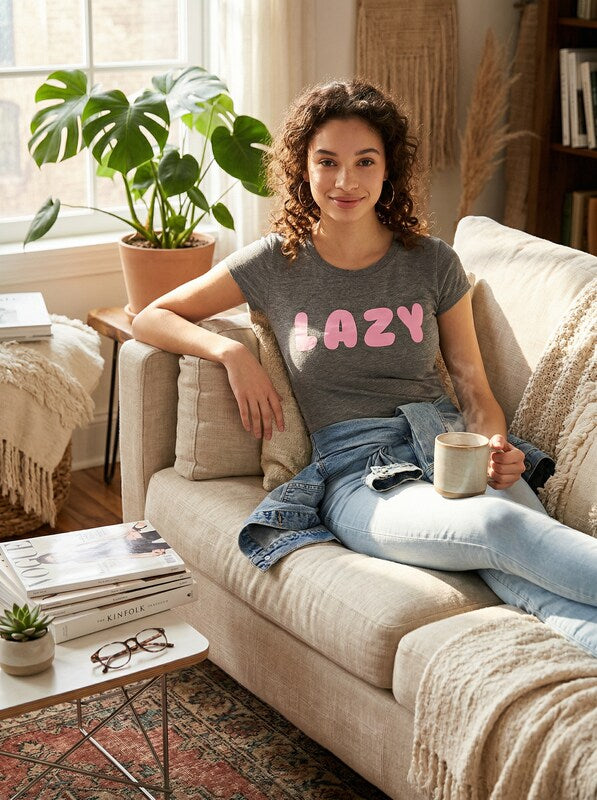 Love Tribe Juniors Lazy Micro-Striped Graphic T-Shirt, Size XL by Vanessa Jane