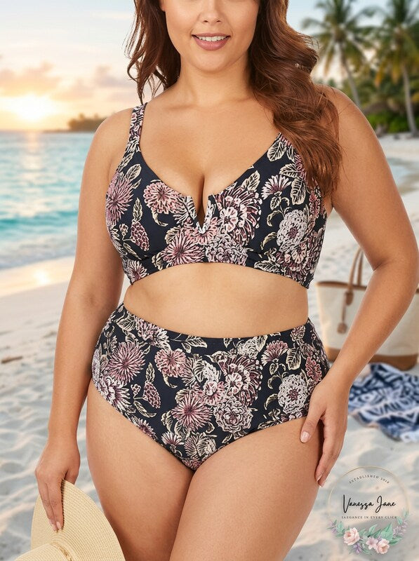 Raisins Curve Trendy Wild Romance Printed Byron V-Wire Bikini-16W by Vanessa Jane