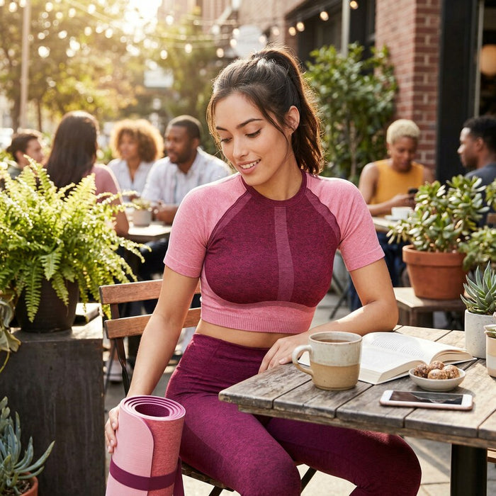 Fabletics Designer Helena Seamless Heather Top, Size Large by Vanessa Jane