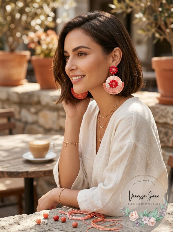 INC International Concepts Gold-Tone Beaded & Fringe Drop Earrings (Coral) by Vanessa Jane