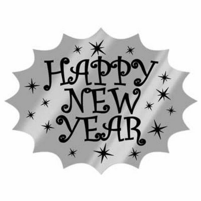 Black and Silver Foil Happy New Year Cutout, Lot of 3 by Vanessa Jane