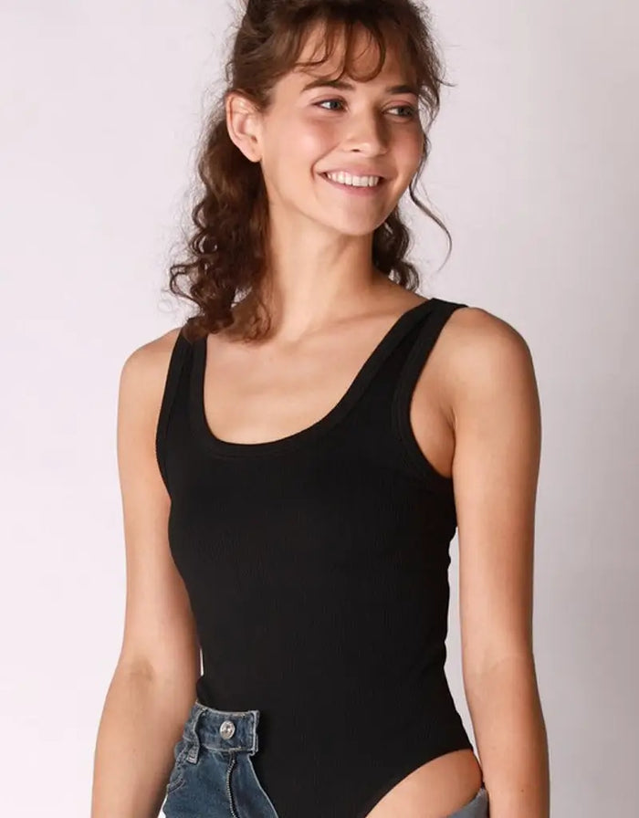 Ribbed Scoop Neck & Back Bodysuit by Boutique 23