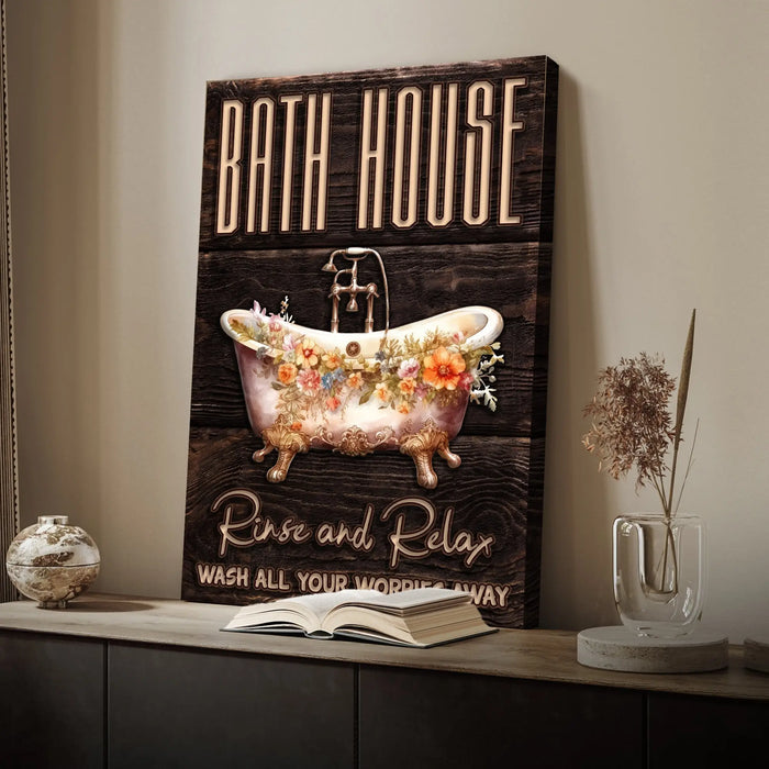 Rinse And Relax Bath House Sign by Tailored Canvases