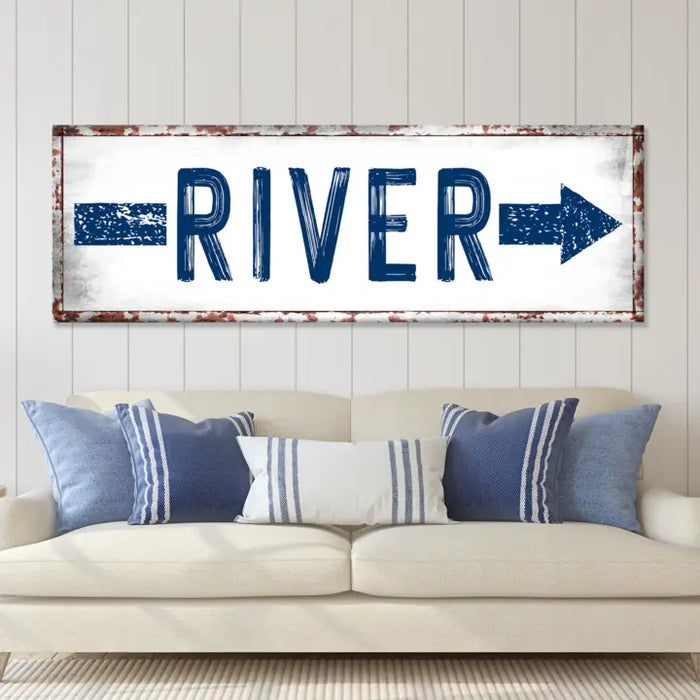 River Arrow Sign by Tailored Canvases