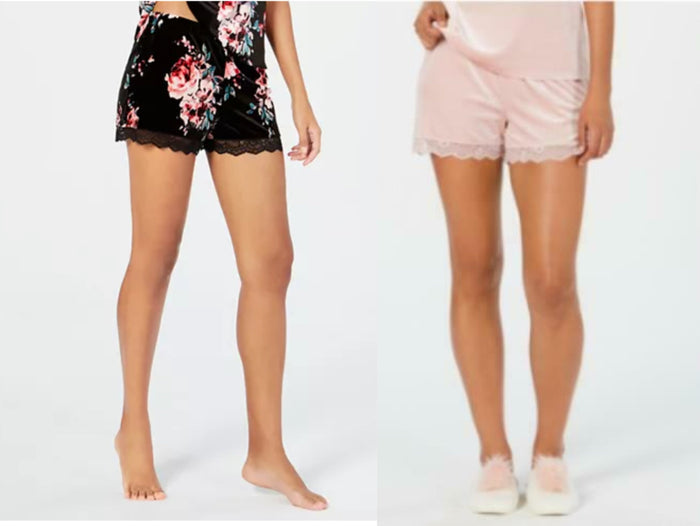 I.n.c. Lace-Trim Velvet Pajama Shorts by Vanessa Jane