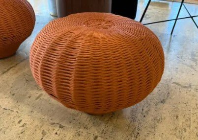 Roberta Schilling Rosenbaum Stool, Ochre Nautical Cord (Showroom) by Price Is Right Miami