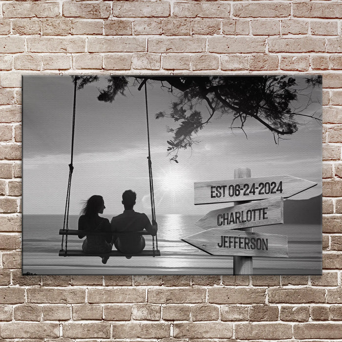 Romantic Swing Family Names Sign by Tailored Canvases