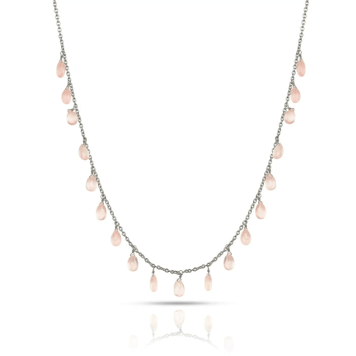 Rose Quartz Layer Necklace by Fine Color Jewels