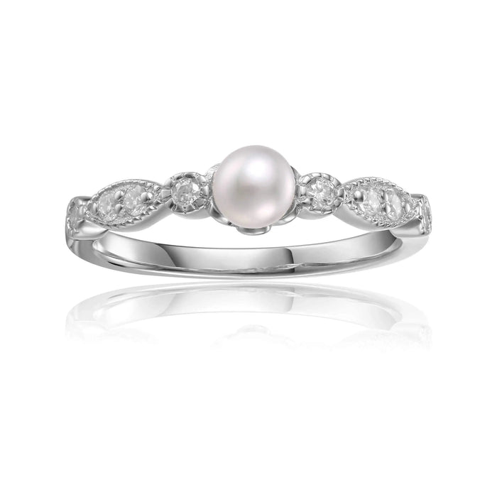 Round Pearl Solitaire Ring by Fine Color Jewels