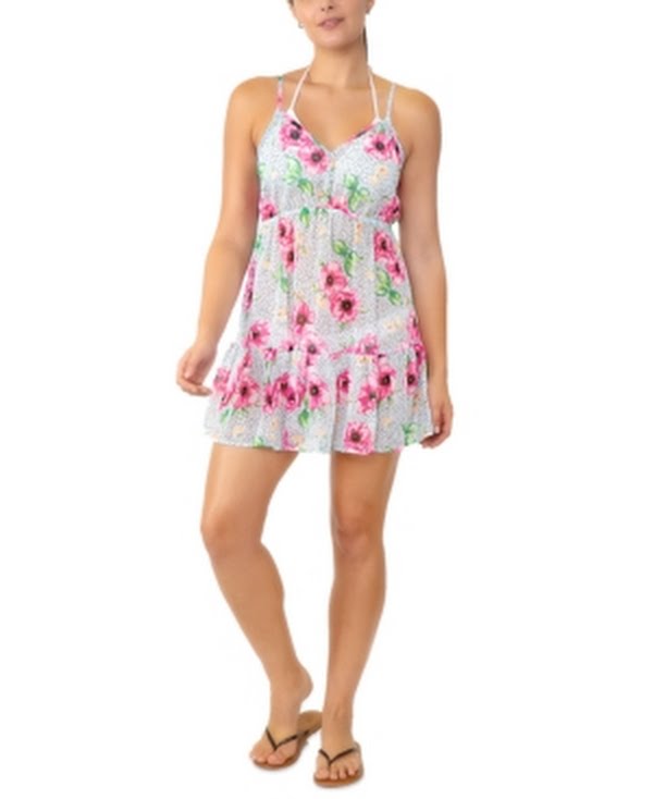 Miken Floral Multi Juniors Adjustable Floral-Print Cover-Up Us X-Small by Vanessa Jane