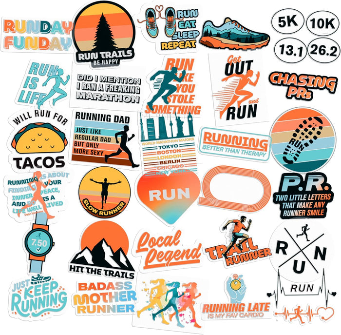Running Sticker Pack – 34 Motivational Vinyl Stickers for Runners & Water Bottles | BLAUBECK by BLAUBECK