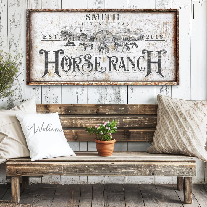 Rustic Vintage Horse Ranch Farmhouse Sign III by Tailored Canvases