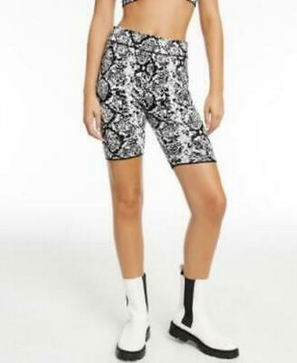 Culpos X Inc Snake-Print Biker Shorts, Size Large by Vanessa Jane