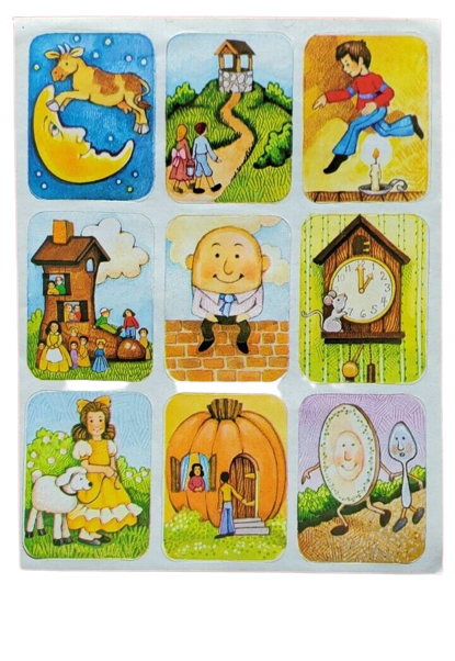 Whimsical Melodies: Vintage 80s Fasson Cards Stickers - Nursery Rhymes 1-Sheet by Vanessa Jane