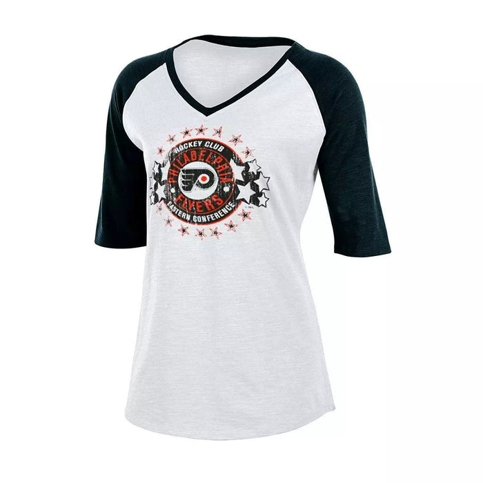 NHL Philadelphia Flyers Womens Slub V-Neck Tee, Size 8/10 Medium by Vanessa Jane