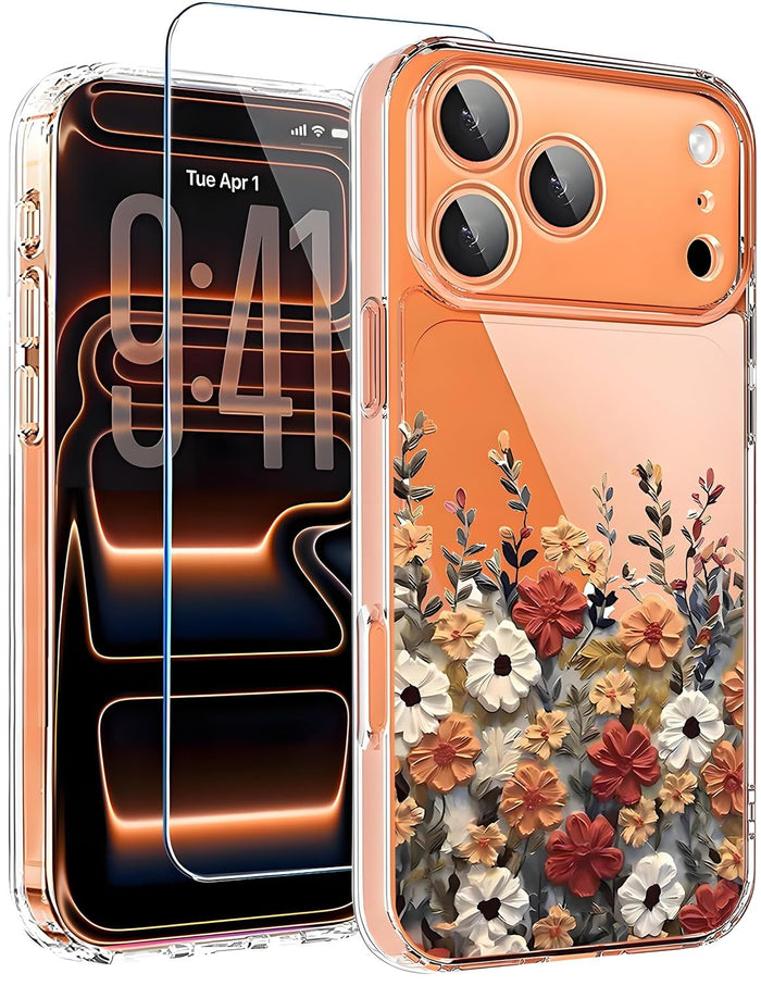 Slim Case for iPhone 17 Pro Max 6.9-Inch with Floral Design Clear by Merch Section