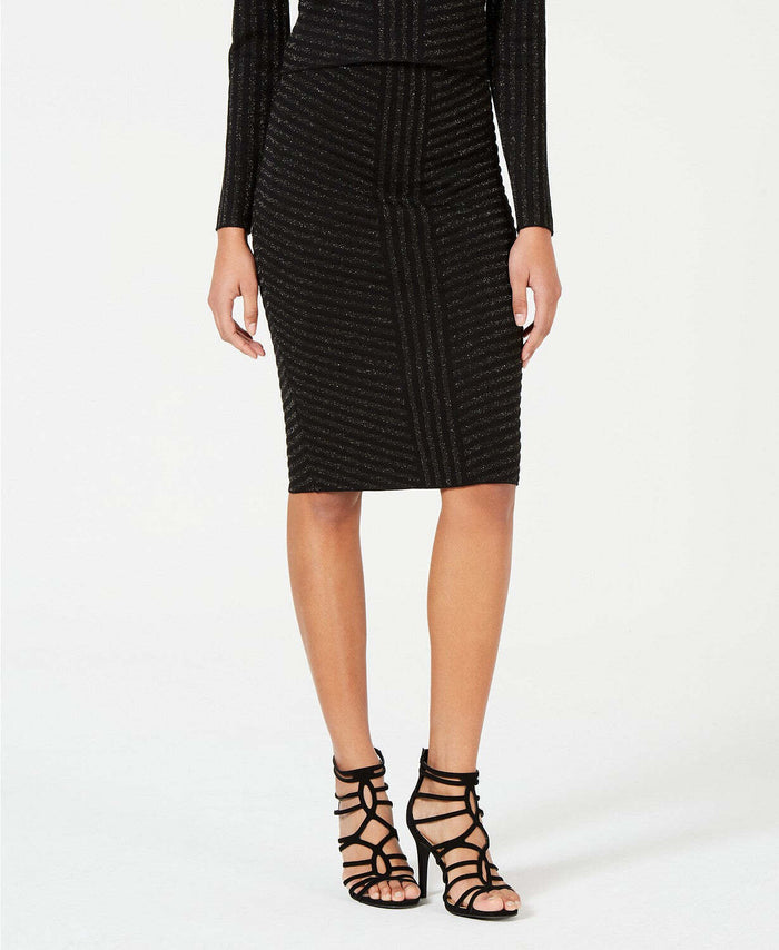 XOXO Womens Metallic Striped Pencil Skirt, Size Medium by Vanessa Jane