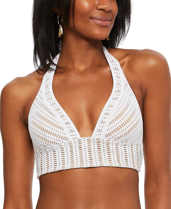 Bar III Crochet Long-Line Bikini Top, Size XS by Vanessa Jane