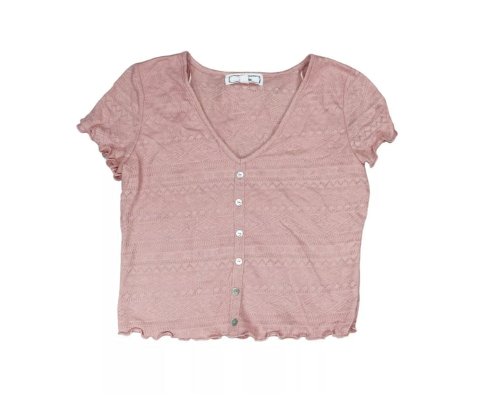 Hippie Rose Juniors Button-Trimmed Lace Top, Size XL by Vanessa Jane