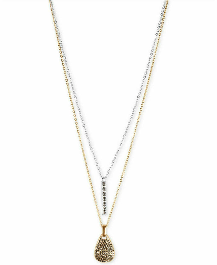 Lucky Brand Two-Tone Pave Bar and Paddle Layered Necklace, 18-1/2 2 by Vanessa Jane