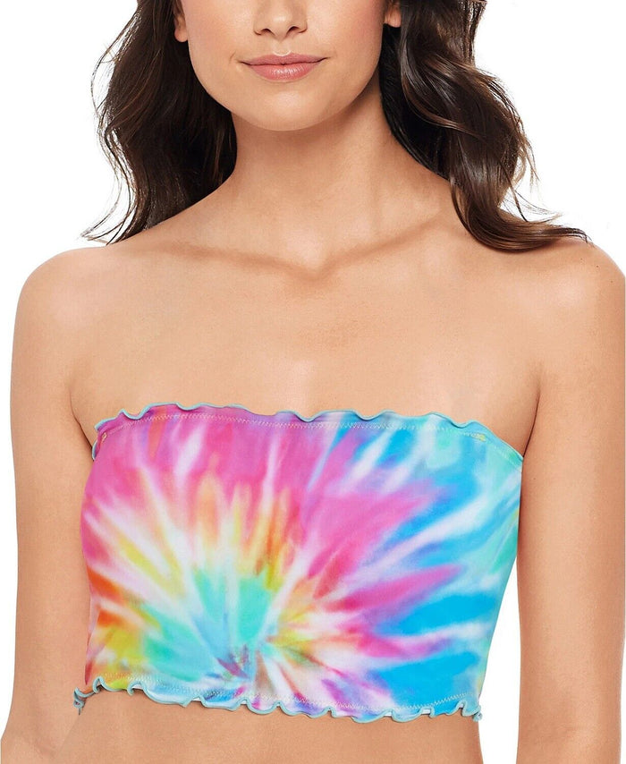 Salt + Cove Tie-Dyed Ruffled Bikini Swim Top by Vanessa Jane