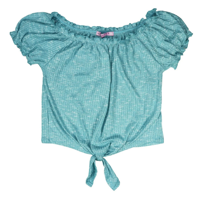 Crave Fame Juniors Puff-Sleeve Off Shoulder Tie-Front Top by Vanessa Jane