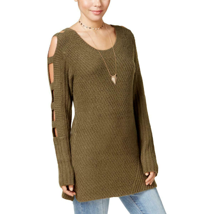 Crave Fame by Almost Famous Ladder-Sleeve Sweater, Soft Olive, Size Extra Large by Vanessa Jane