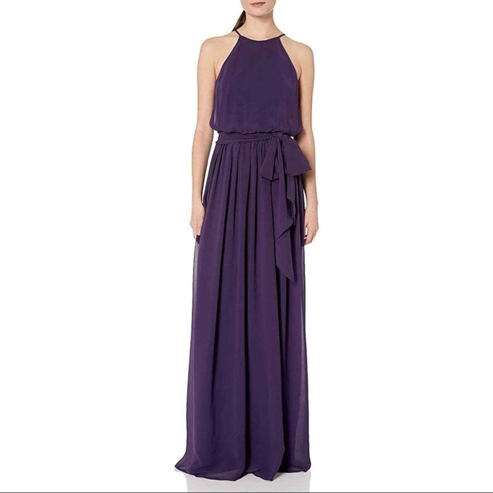 Anthropologie Donna Morgan Alana Purple Amethyst Halter Gown Size 8 by Vanessa Jane