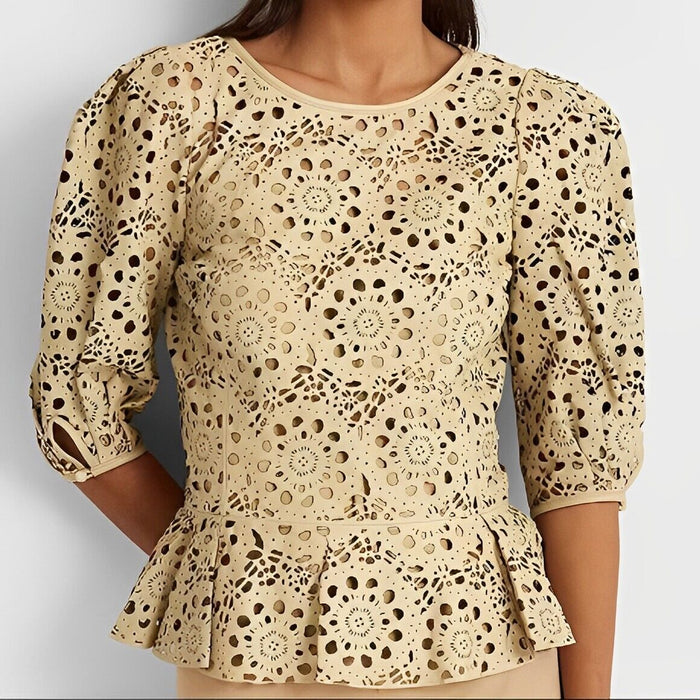 Ralph Lauren Lamb Leather Peplum Cutout, Size 0 by Vanessa Jane