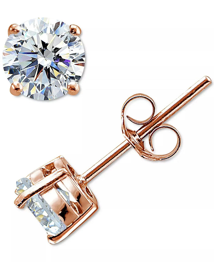 Giani Bernini Cubic Zirconia Earrings in Sterling Silver with Rose Gold Plating by Vanessa Jane