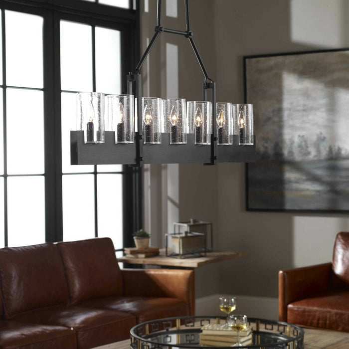 Uttermost Pinecroft 7 Light Island Linear Pendant in Burnished Bronze, 47.25 in. by Vanessa Jane