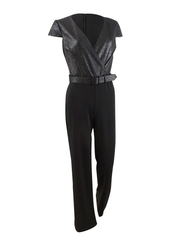 Lauren by Womens Belted Glitter Jumpsuit, Size 6 by Vanessa Jane