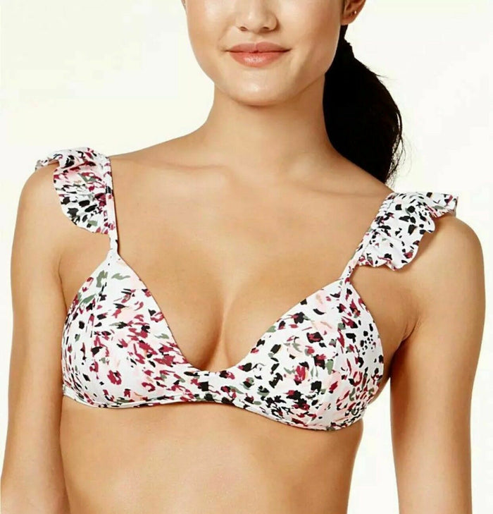 Hula Honey Juniors Cheetah Swirl Ruffled Push-Up Bikini Top by Vanessa Jane