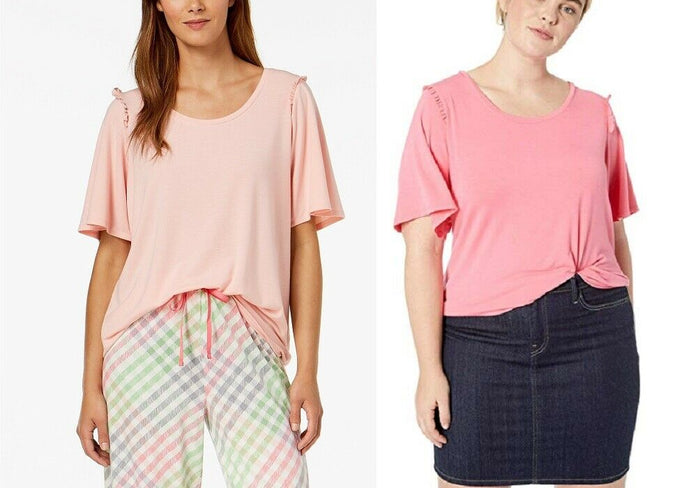 Hue Bell Ruffled-Sleeve Sleep Top by Vanessa Jane