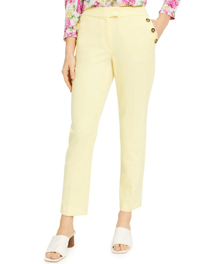 Bar Iii Women's Buttoned Slim Straight-Leg Dress Pants by Vanessa Jane