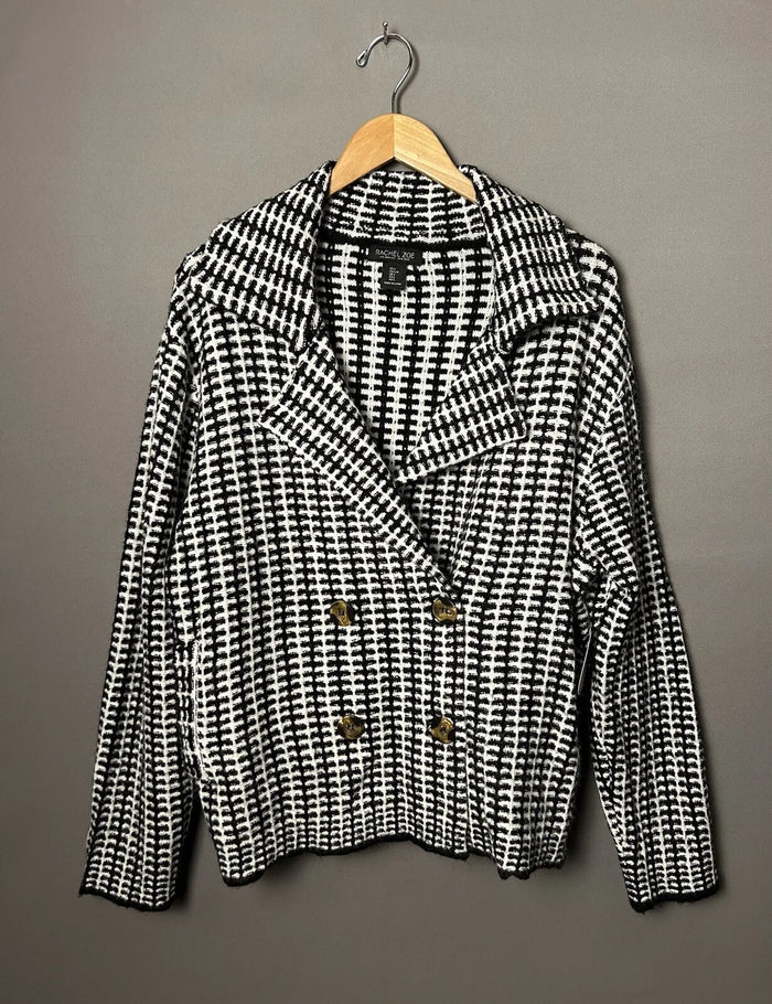 RACHEL ZOE Womens Black White Soft Sweater Blazer, Size Medium by Vanessa Jane