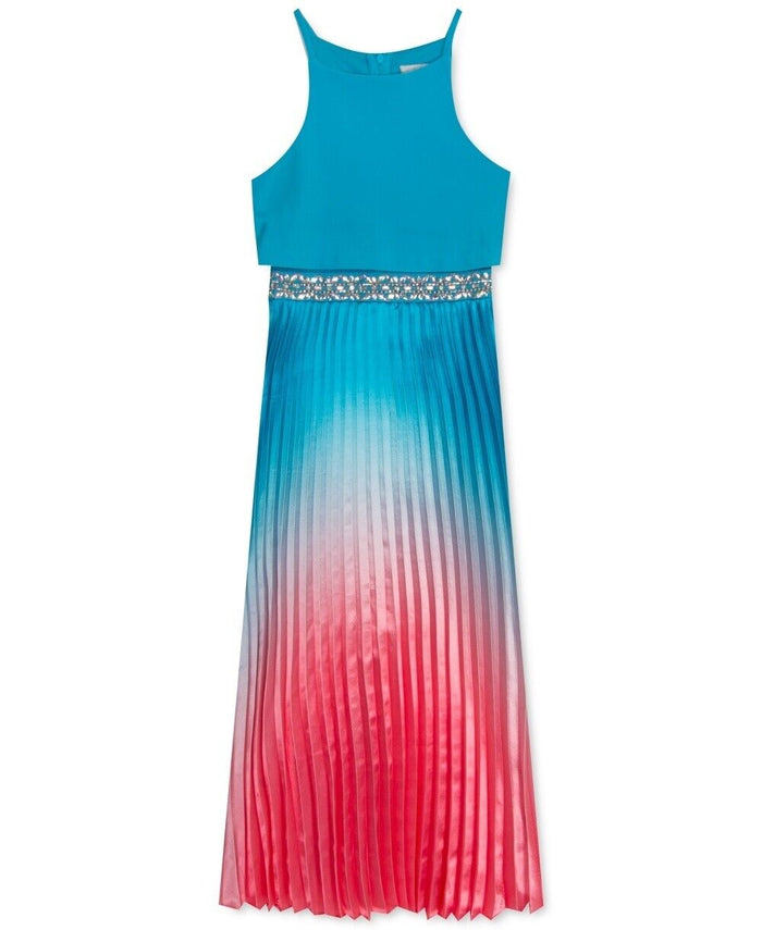 Rare Editions Girls Ombre Pleated Charmeuse Dress by Vanessa Jane